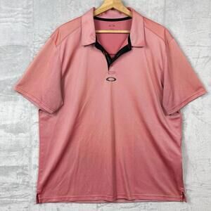Oakley Gradient Performance Polo Shirt Men SzXL Red Pink Golf Activewear Stretch